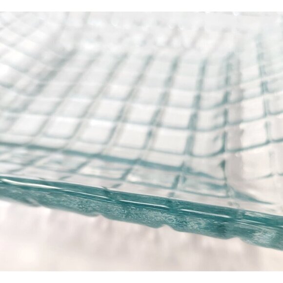Mid Century Modern Art Glass Tray Grid Pattern Decor for Coffee Table Accent Tra - Picture 3 of 8